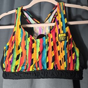 Colorful Striped Sports Bra